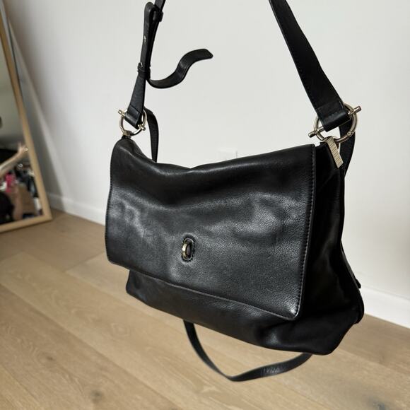 Vince Camuto Black Pebbled Leather Snap & Zip Shoulder Bag Purse - Picture 3 of 13